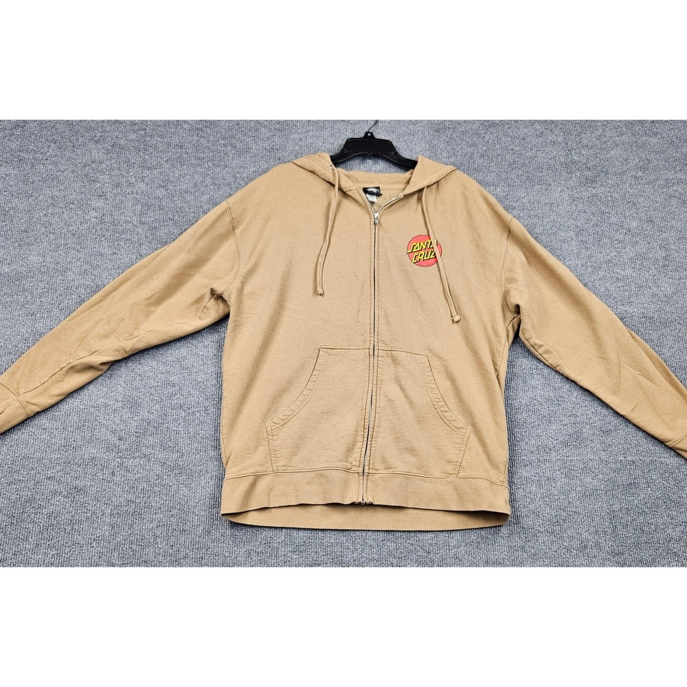 Santa Cruz Skateboards Dot Logo Zip Up Hoodie Tan Khaki Mens XL